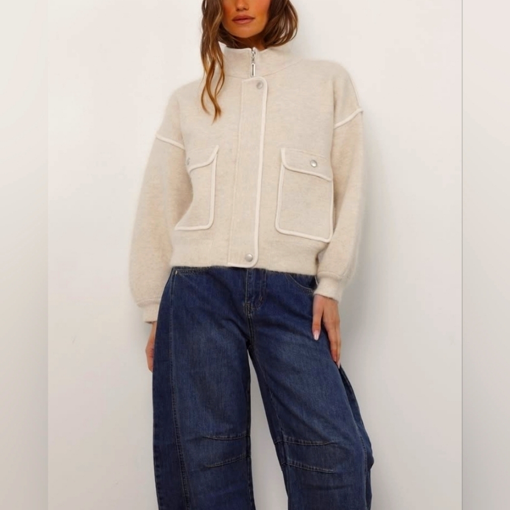 Lena Cream Rabbit Hair and Wool Jacket